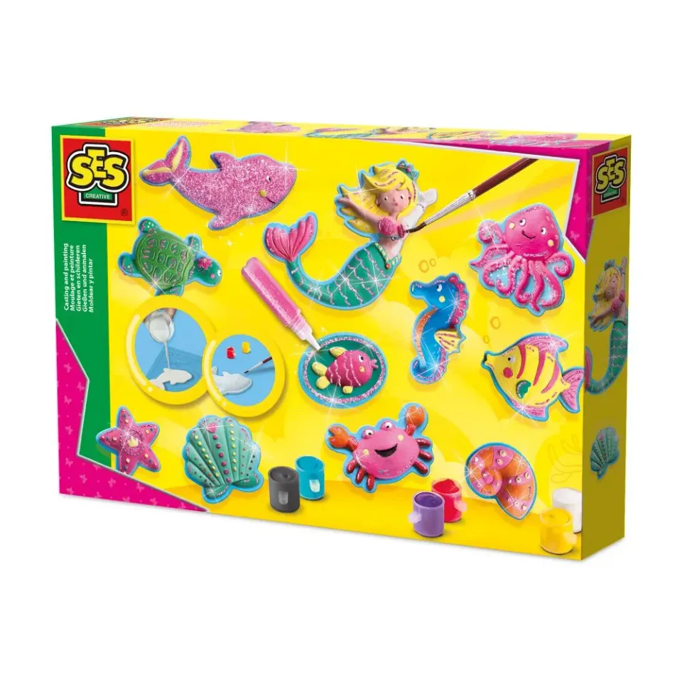 SES Creative Støb og mal sæt oceanfigurer med 6 farver