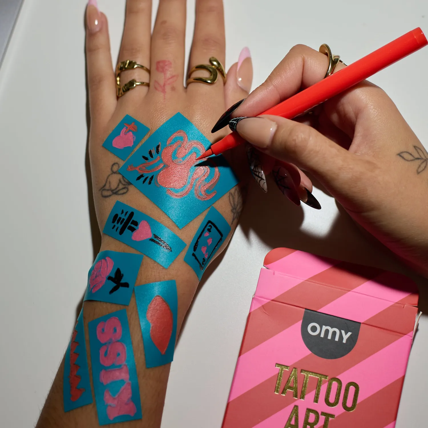 OMY Tattoo Art I Love You hudtusser 3 farver