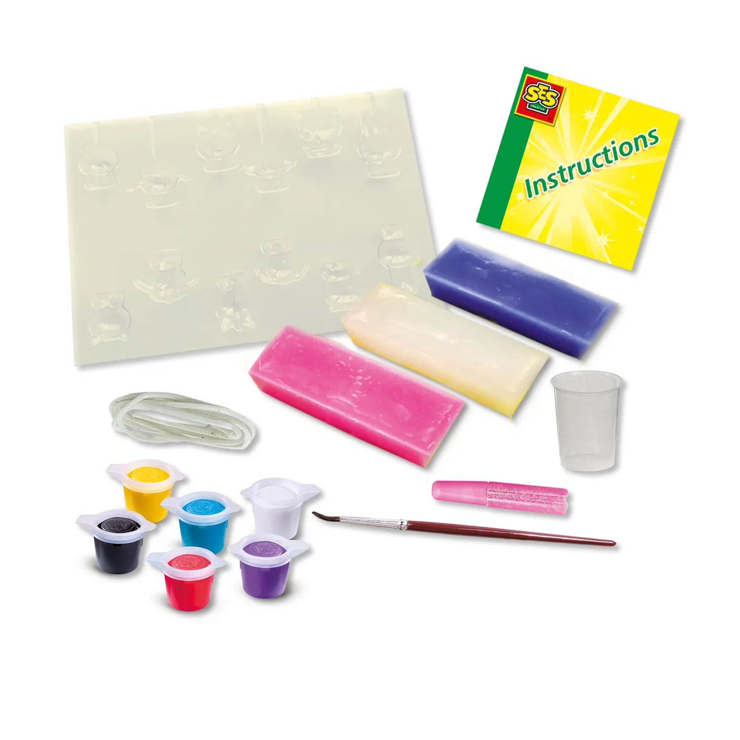 SES Creative Lys Støbesæt 3 farver med maling og glitter