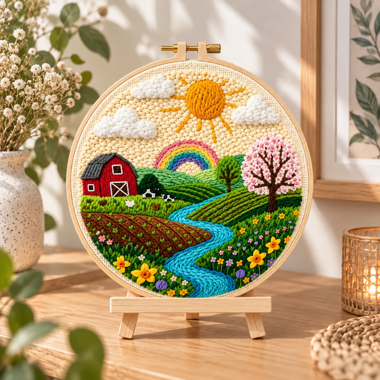 Craftsy Idyllisk Landskab Regnbue punch needle sæt 20 cm
