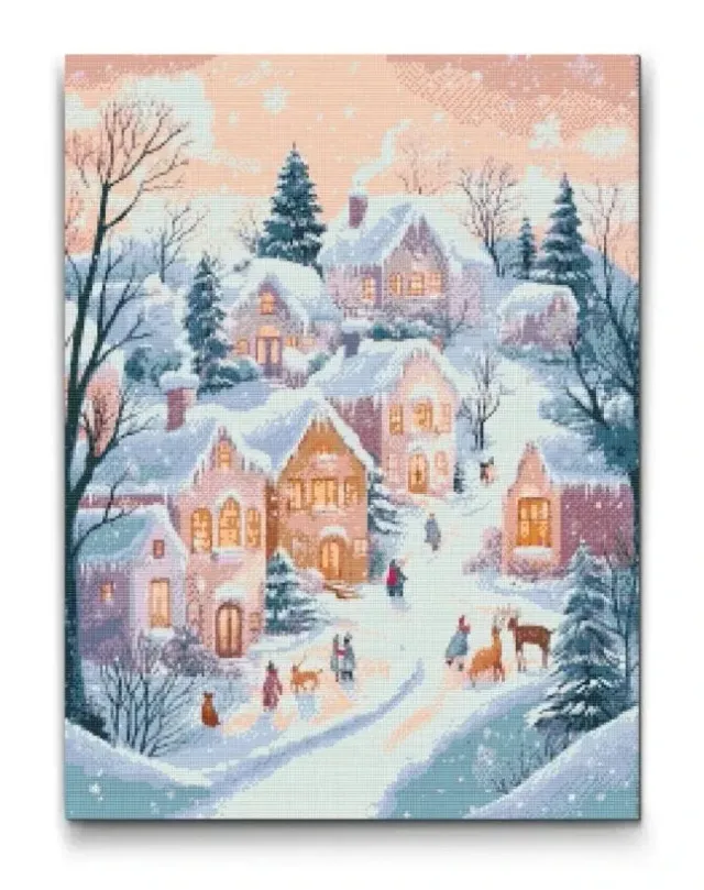 Road2Art Vinterlandsby diamond paint 40x50 cm runde