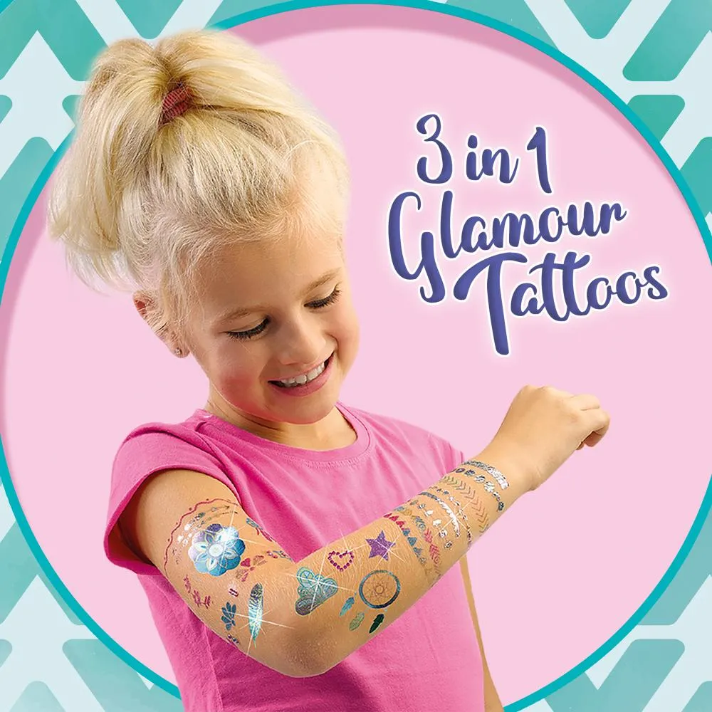 SES Creative 3 in 1 Glamour Tattoos sæt med glitter