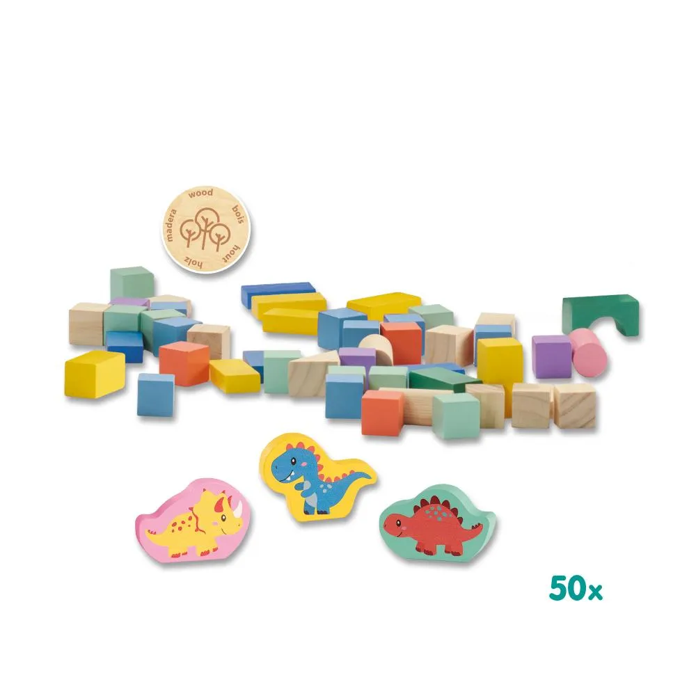SES Creative dino træklodser spand 50 stk med formæske