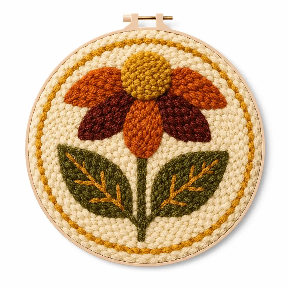 Craftsy Efterårsblomst punch needle 20 cm broderisæt