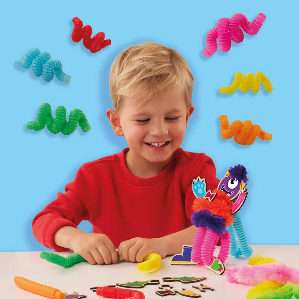 SES Creative Fuzzy Tubes kreasæt 6 farver med trædele