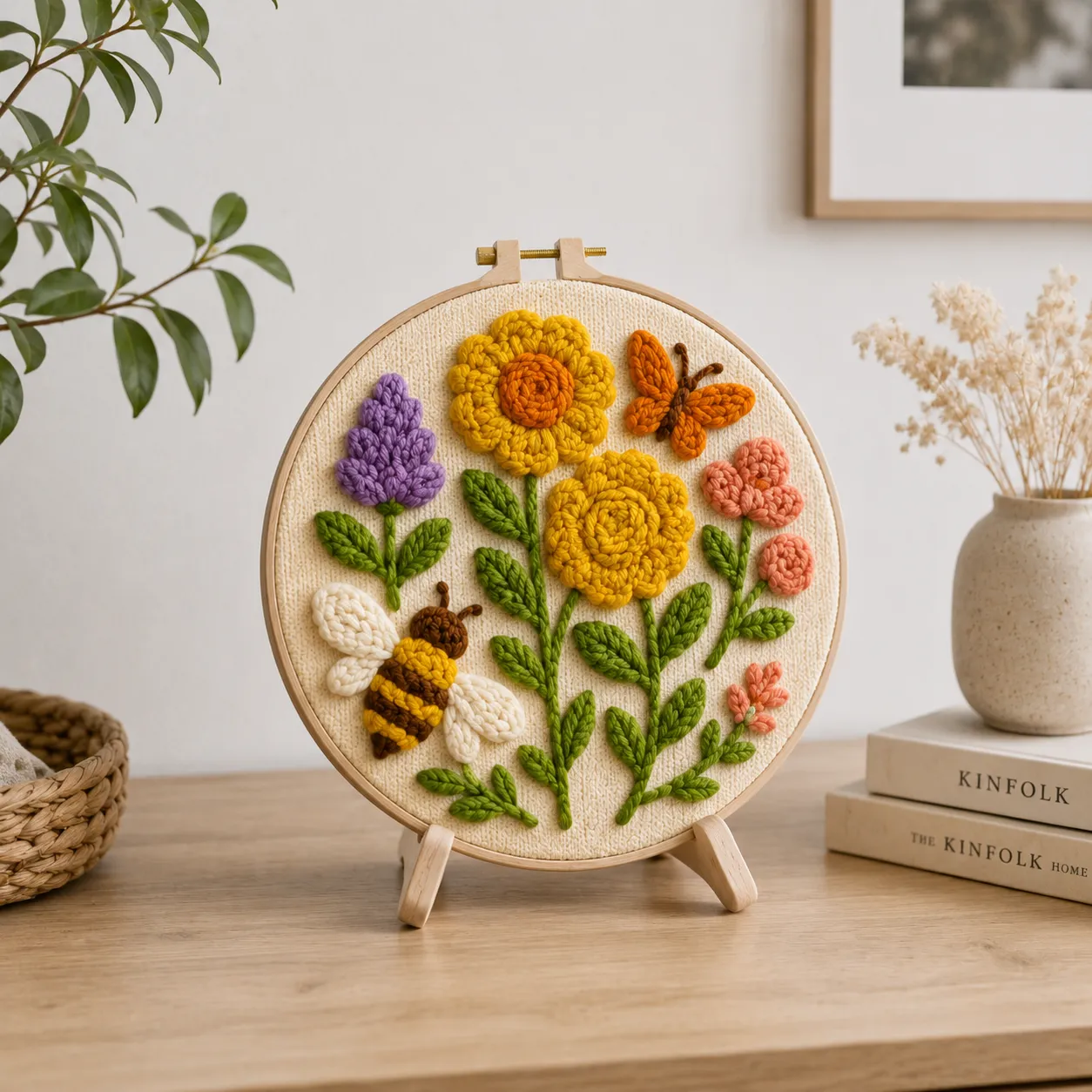 Craftsy Blomstrende Eng punch needle sæt 20 cm bi
