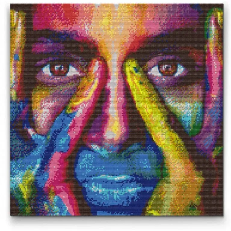 Road2Art Farverigt Ansigt diamond paint 50x50 cm runde