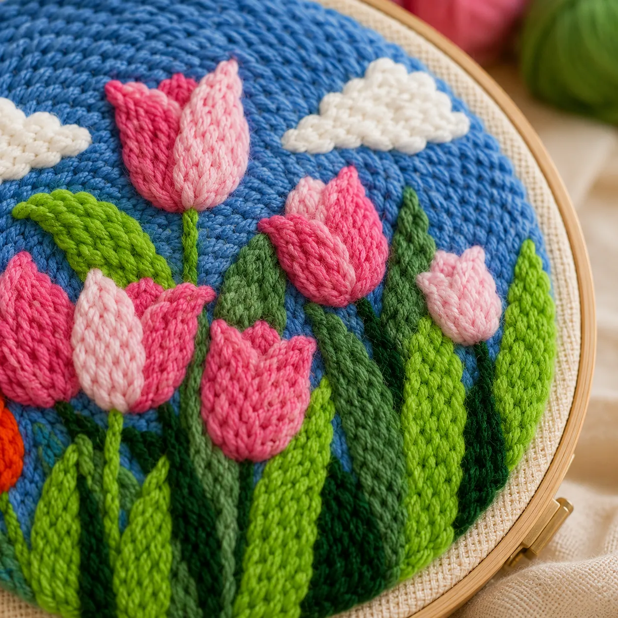 Craftsy Punch Needle Forårstulipaner sæt 20 cm lyserød