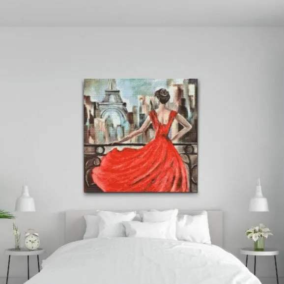 Road2Art Lady in Red diamond paint 50x50 firkantet