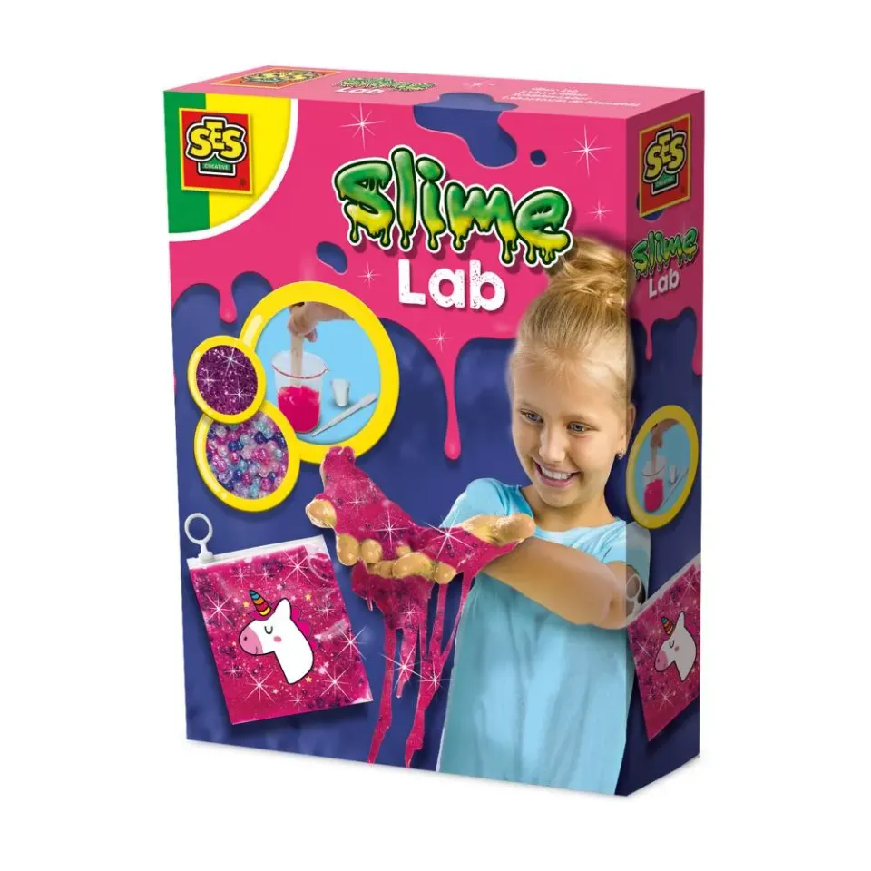 SES Slime Lab Unicorn slim-sæt lyserød glitter