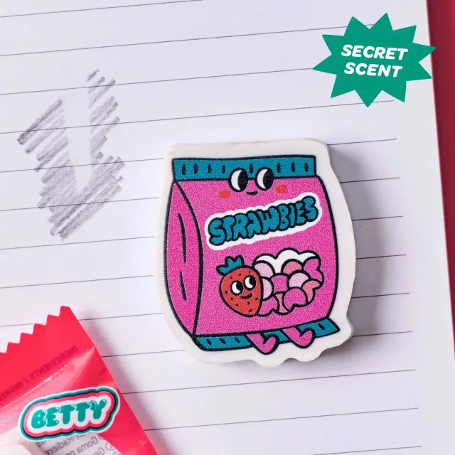 OMY Eraser Buddies Betty viskelæder jordbær