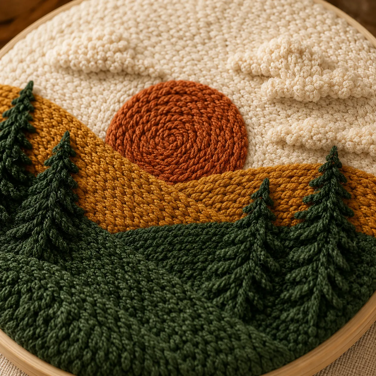 craftsy.dk Punch Needle Solnedgang i Skoven sæt 20 cm