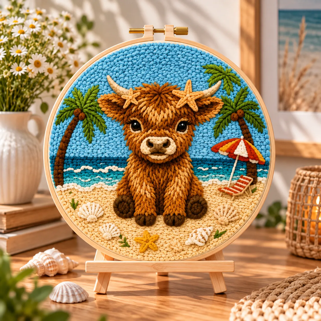 Craftsy.dk Ko på Stranden punch needle sæt 20 cm begynder