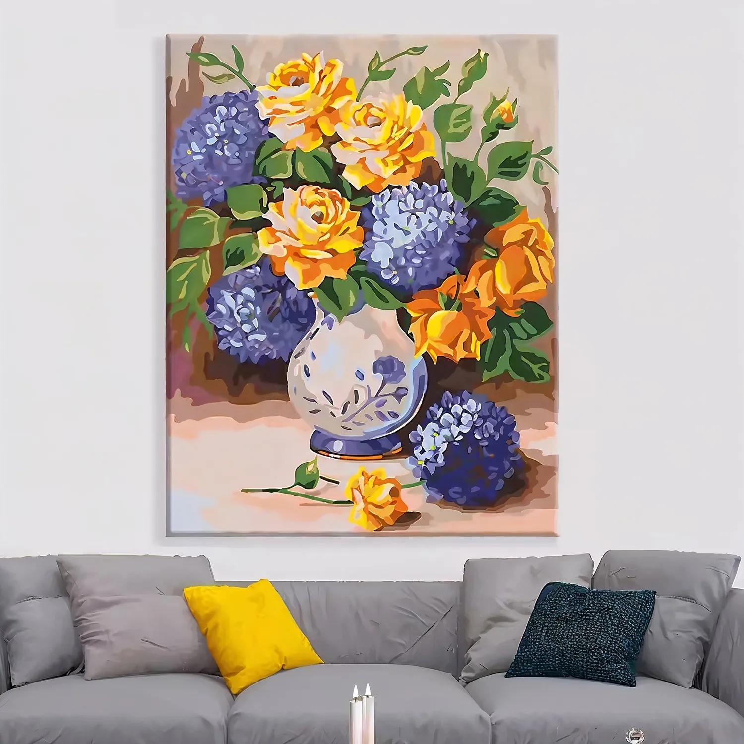 craftsy.dk Blomster i en flot vase mal efter tal 40x50 cm blomster