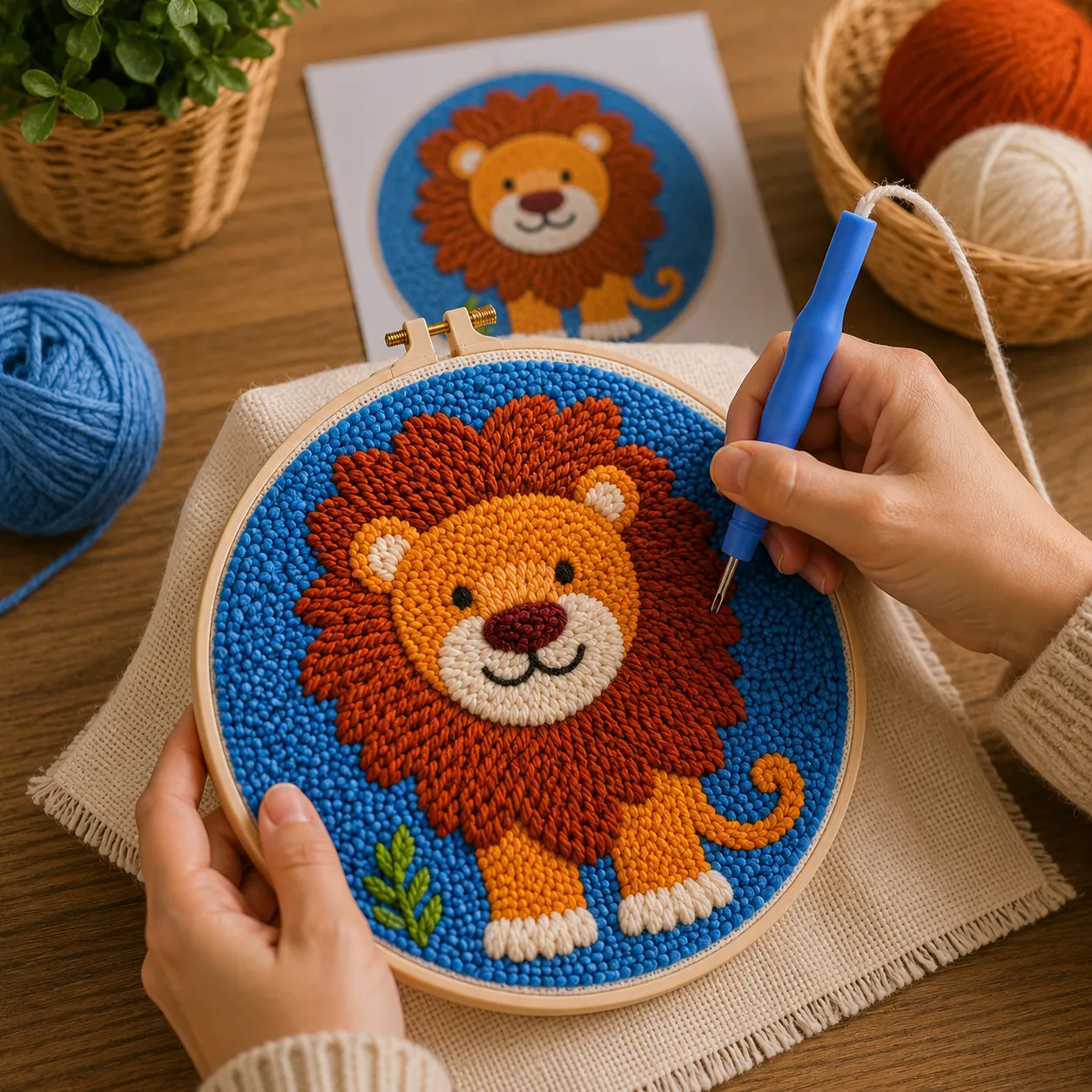 craftsy.dk Punch Needle Lille Løve sæt 20 cm børn