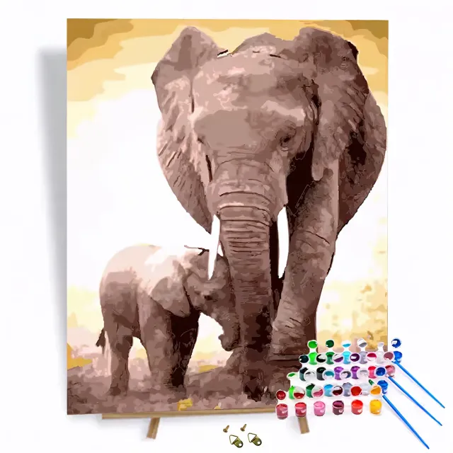 Craftsy.dk Elefanter mal efter tal 40x50 cm dyremotiv