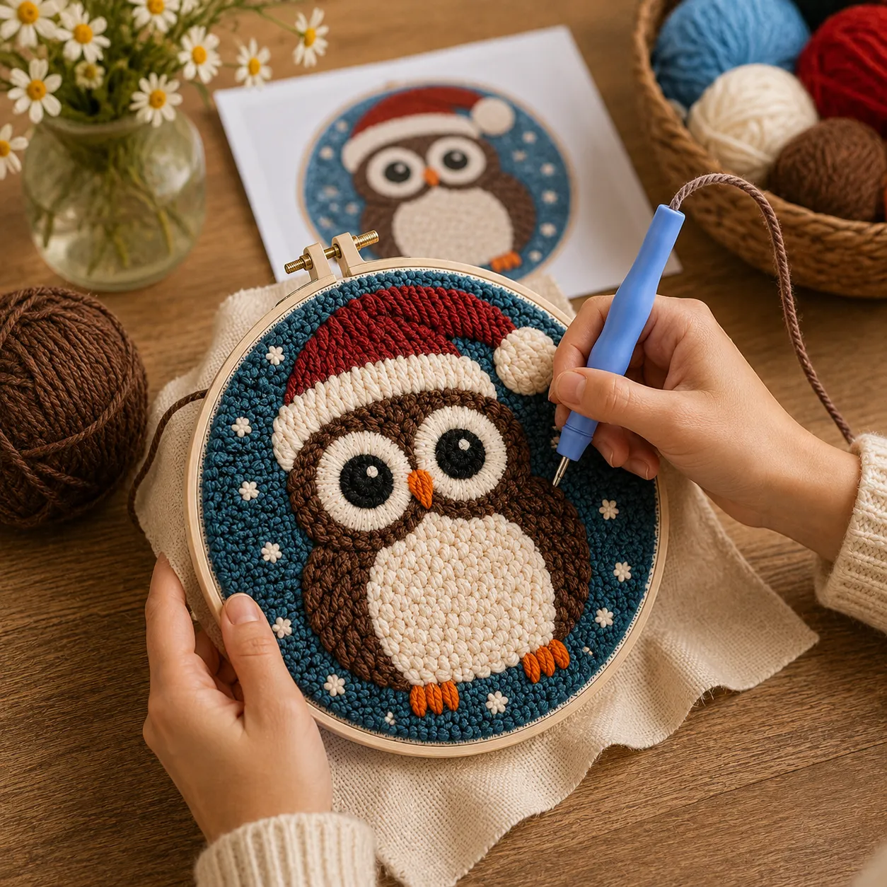 craftsy.dk Juleugle punch needle sæt 20 cm jul