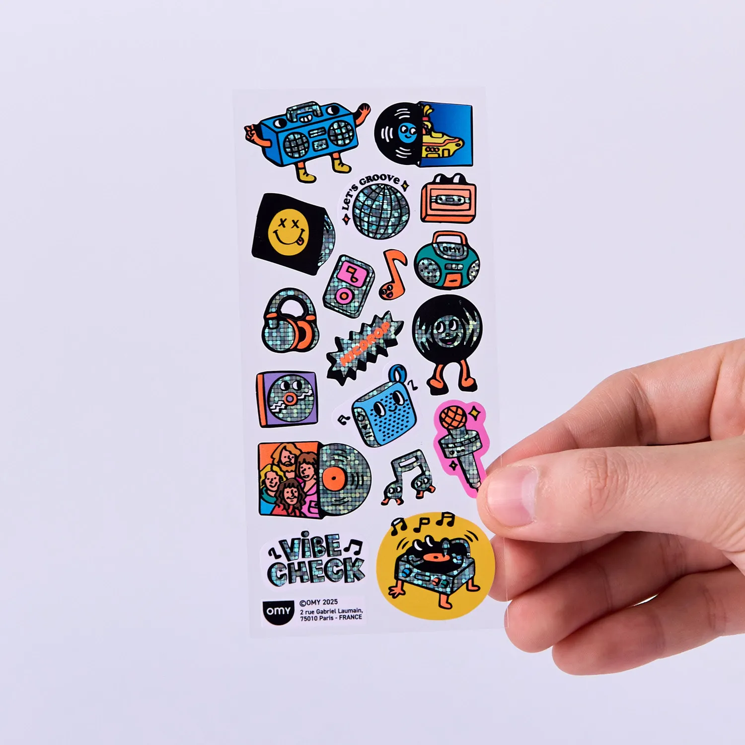 OMY Iconic Music stickers fluoro holografiske
