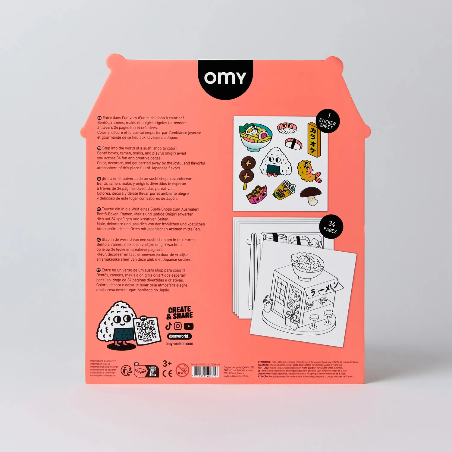 OMY Sushi Shop malebog med stickers