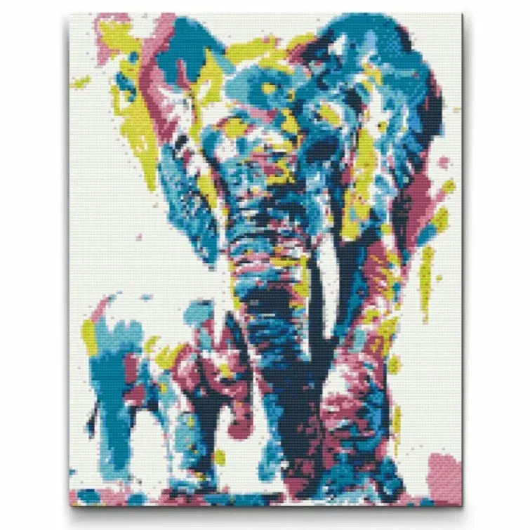 Road2Art Elefant mor og barn diamond painting 40x50