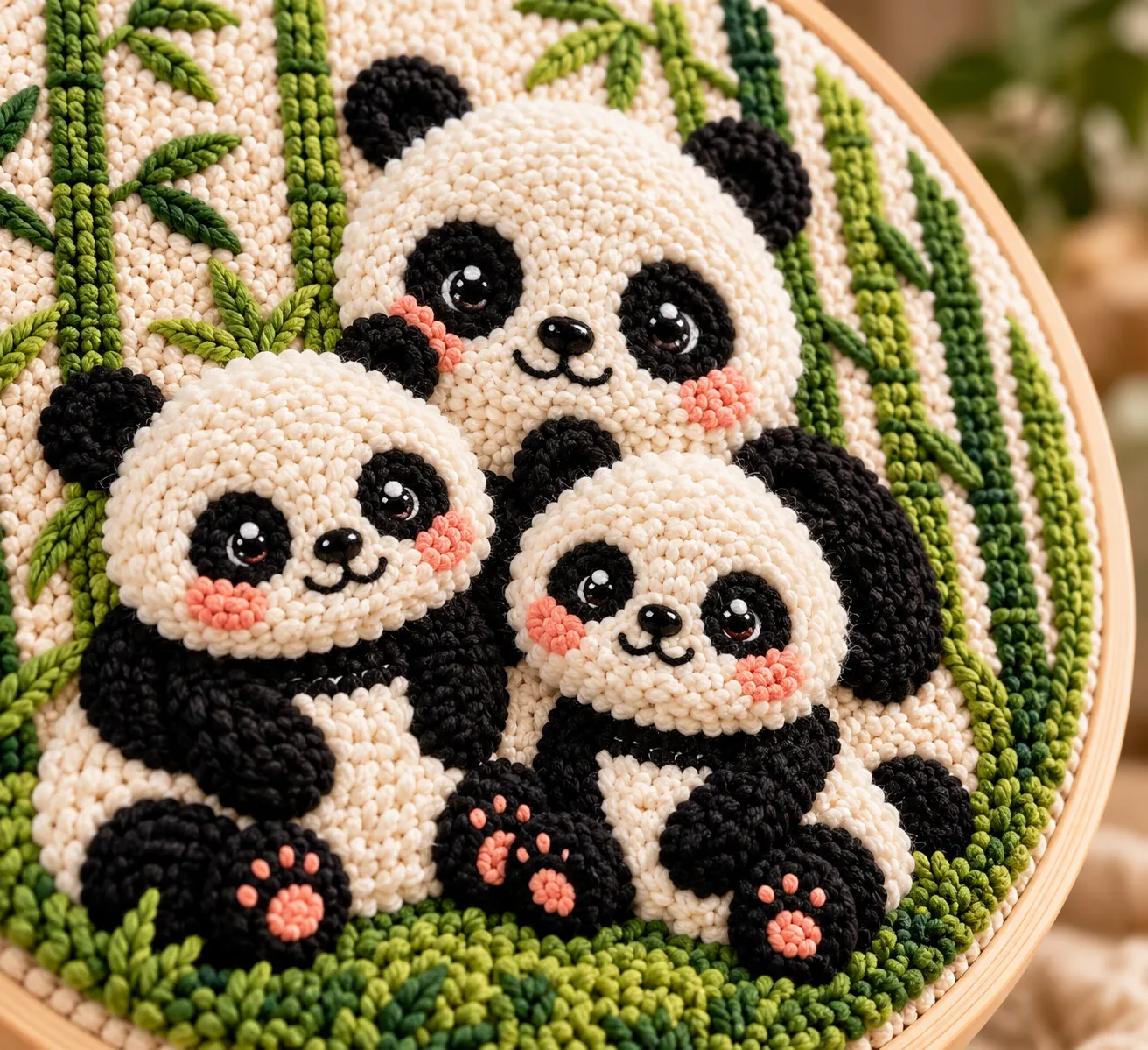 Craftsy Pandaer i Bambusskoven punch needle sæt 20 cm