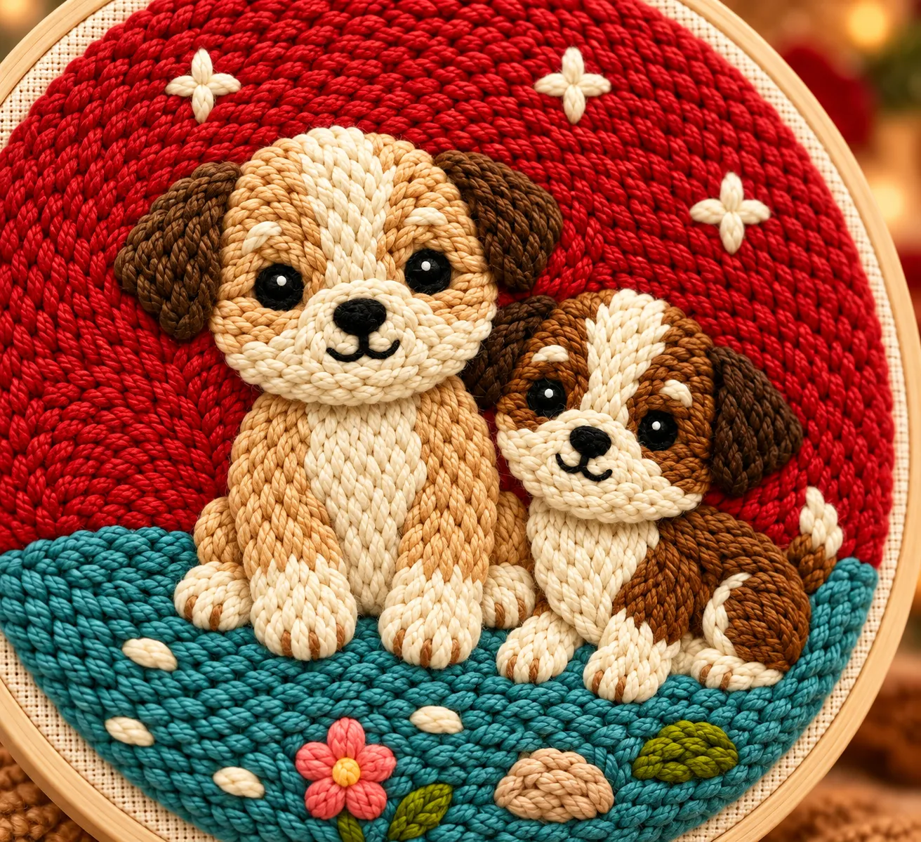 craftsy.dk To Søde Hunde punch needle sæt 20 cm til børn