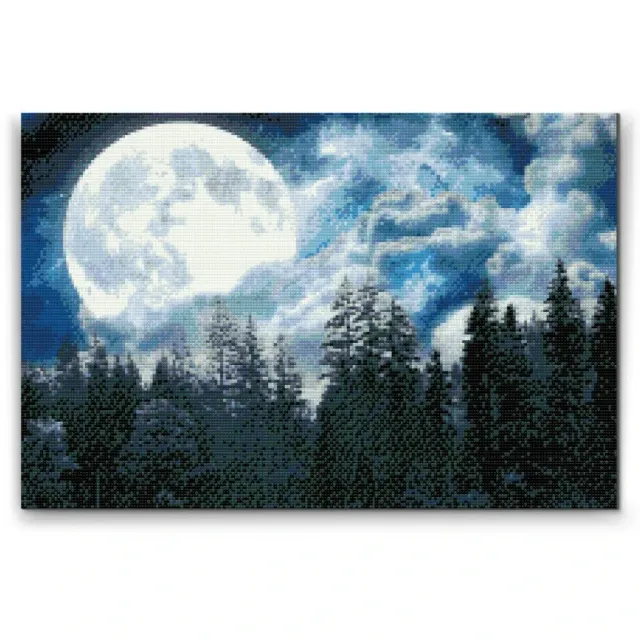 Road2Art Måneskoven diamond painting 40x60 cm runde sten