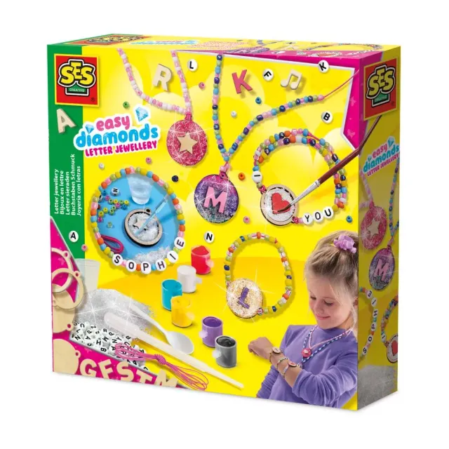SES Creative Easy Diamonds Bogstav Smykkesæt med Glasperler