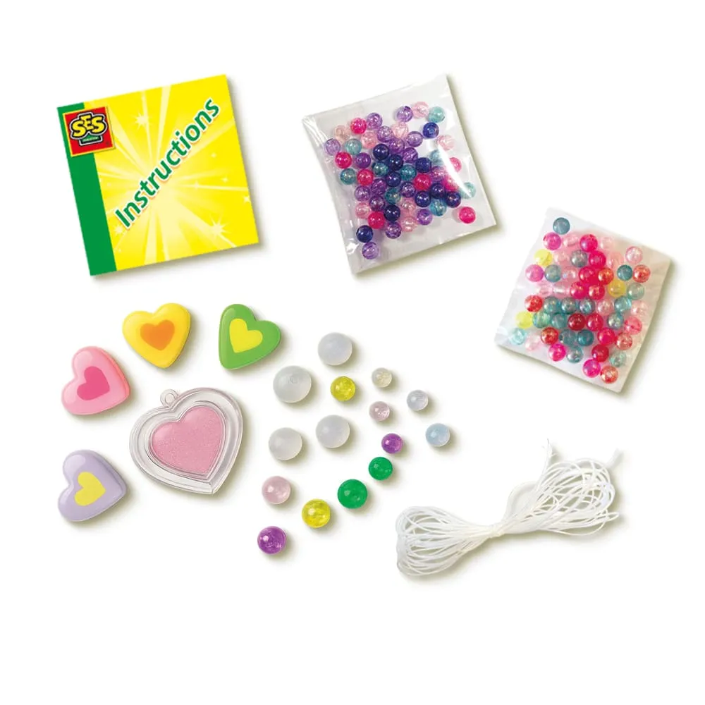 SES Creative Lipgloss armbånd perlesæt med hjertevedhæng