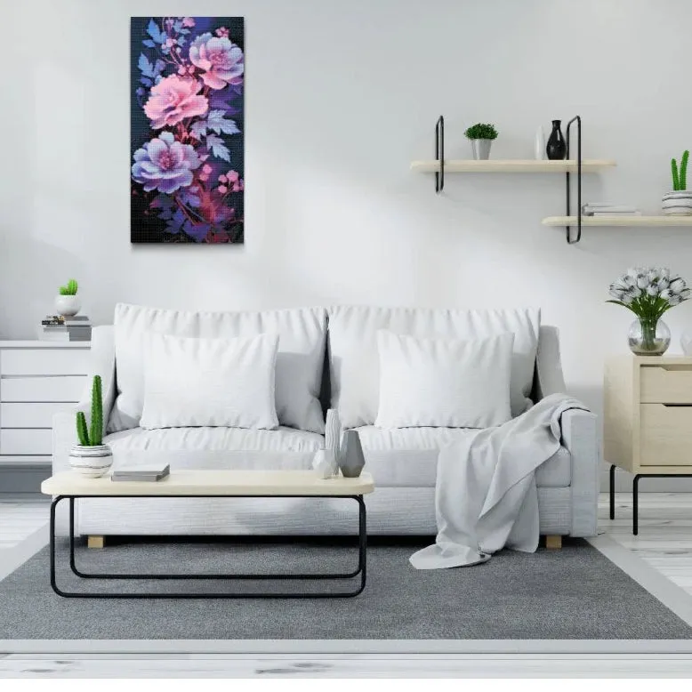 Road2Art Midnatsblomster diamond paint 40x80 cm firkantet