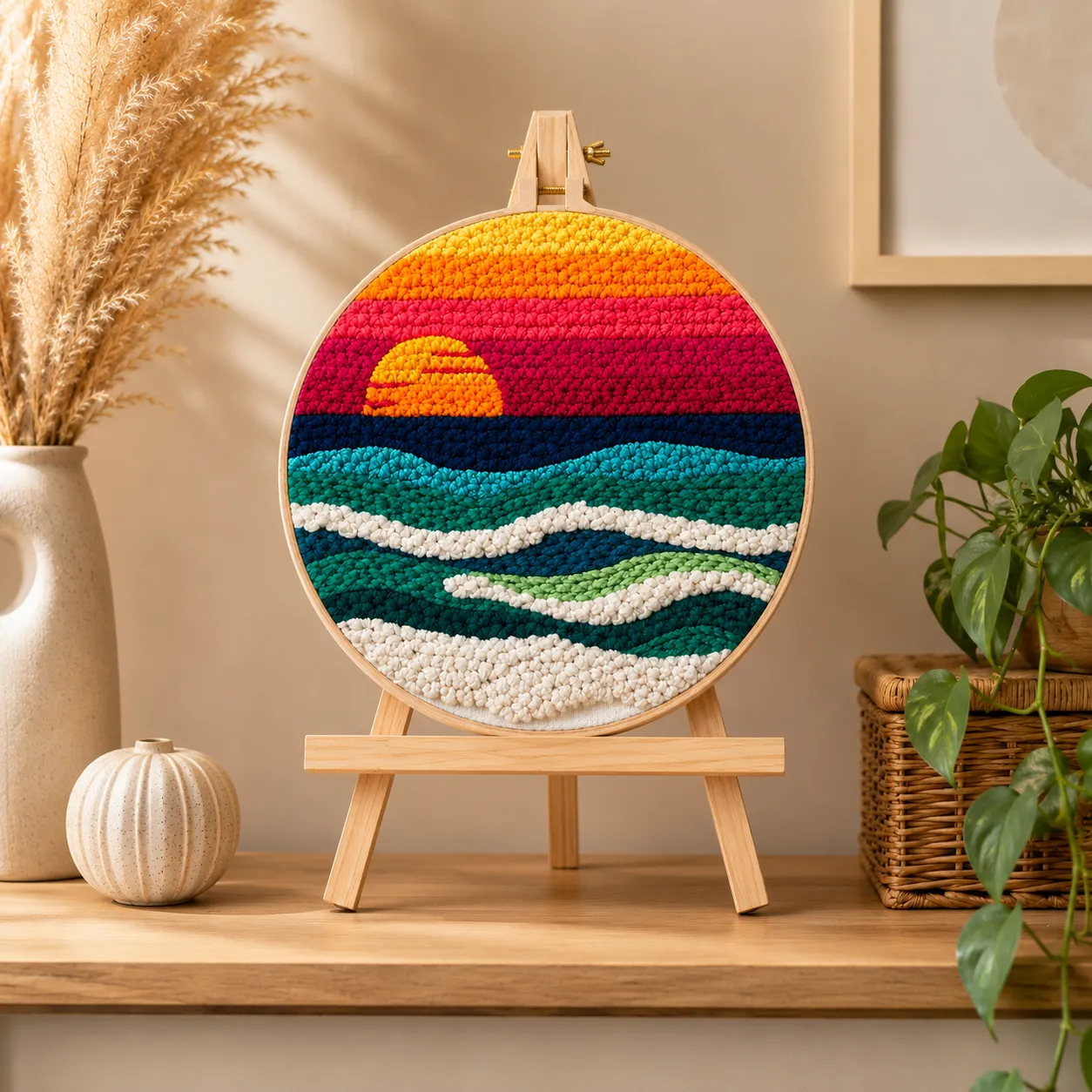 craftsy.dk Punch Needle Solnedgang ved Havet sæt 20 cm