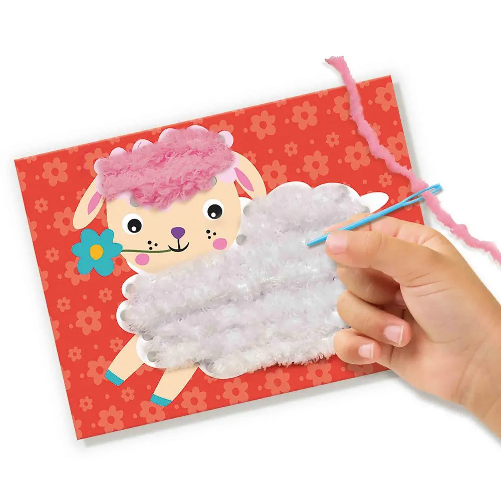 SES Creative fluffy dyr broderisæt 6 kort til børn