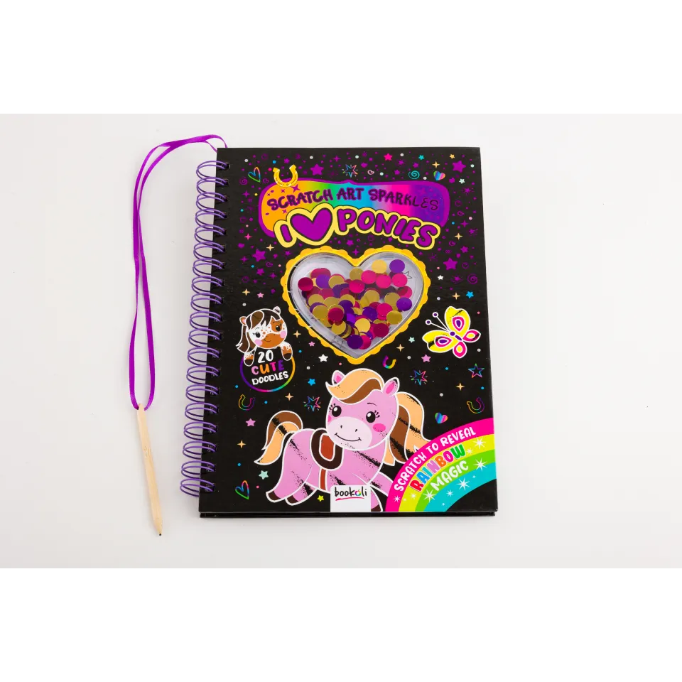 Decoden Magic Scratch Art Sparkles Ponies kradsebog med pailletter