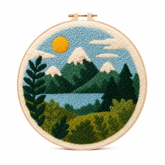 Craftsy Bjerglandskab punch needle sæt 20 cm med ramme