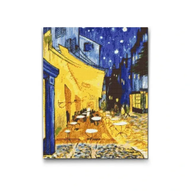 Road2Art Caféterrasse om natten diamond paint 40x50 firkantede