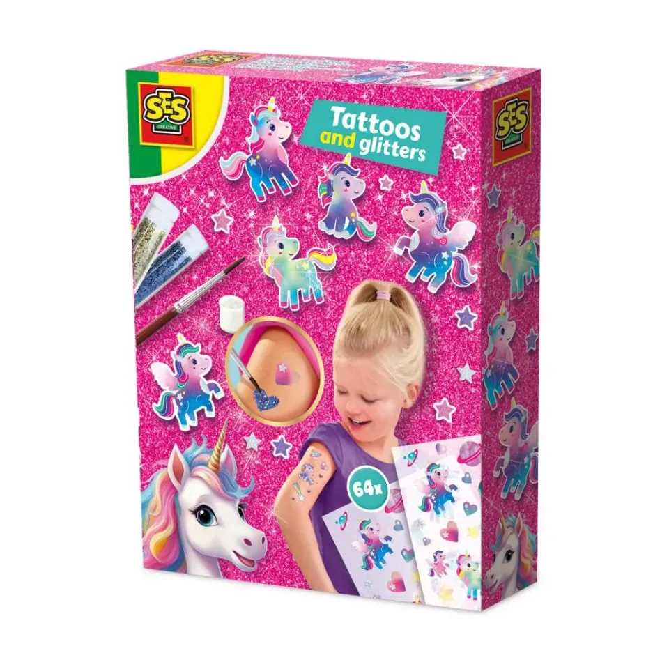 SES Creative Unicorn tatoveringer metallic 64 stk