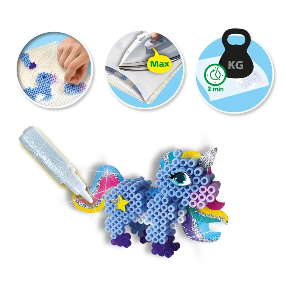 SES Creative Beedz strygeperler unicorns 3D 1800 stk med glitter