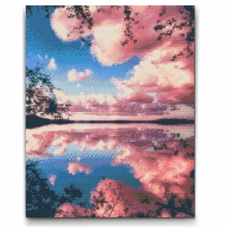 Road2Art Lyserød Himmel diamond painting 30x40 cm runde 5D