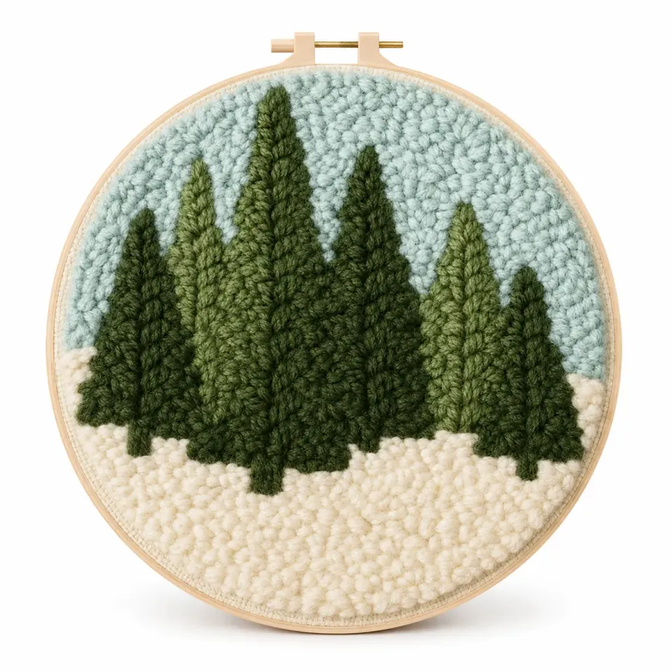 craftsy.dk Vinterskov punch needle sæt 20 cm snelandskab