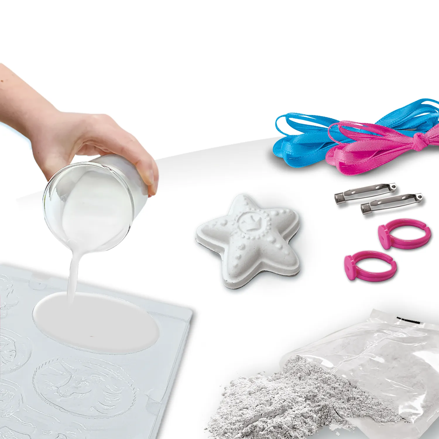 SES Creative Støb og mal smykkesæt gips med glitter