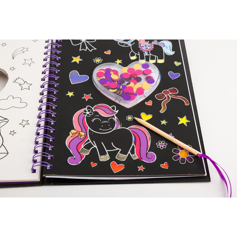 Decoden Magic Scratch Art Sparkles Ponies kradsebog med pailletter