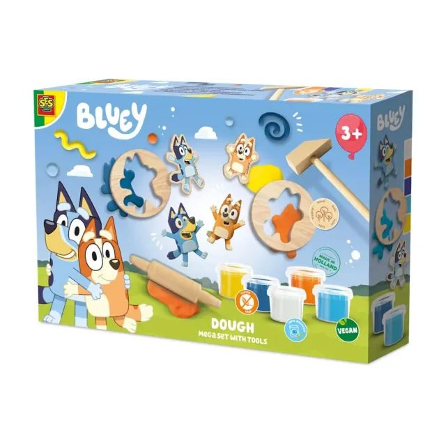 SES Creative Bluey modellervoks mega sæt 5x90 g med træværktøj