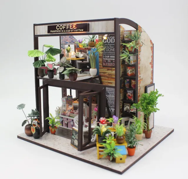 Craftsy Miniature Diorama Cafe byggesæt 18x20x20 cm LED
