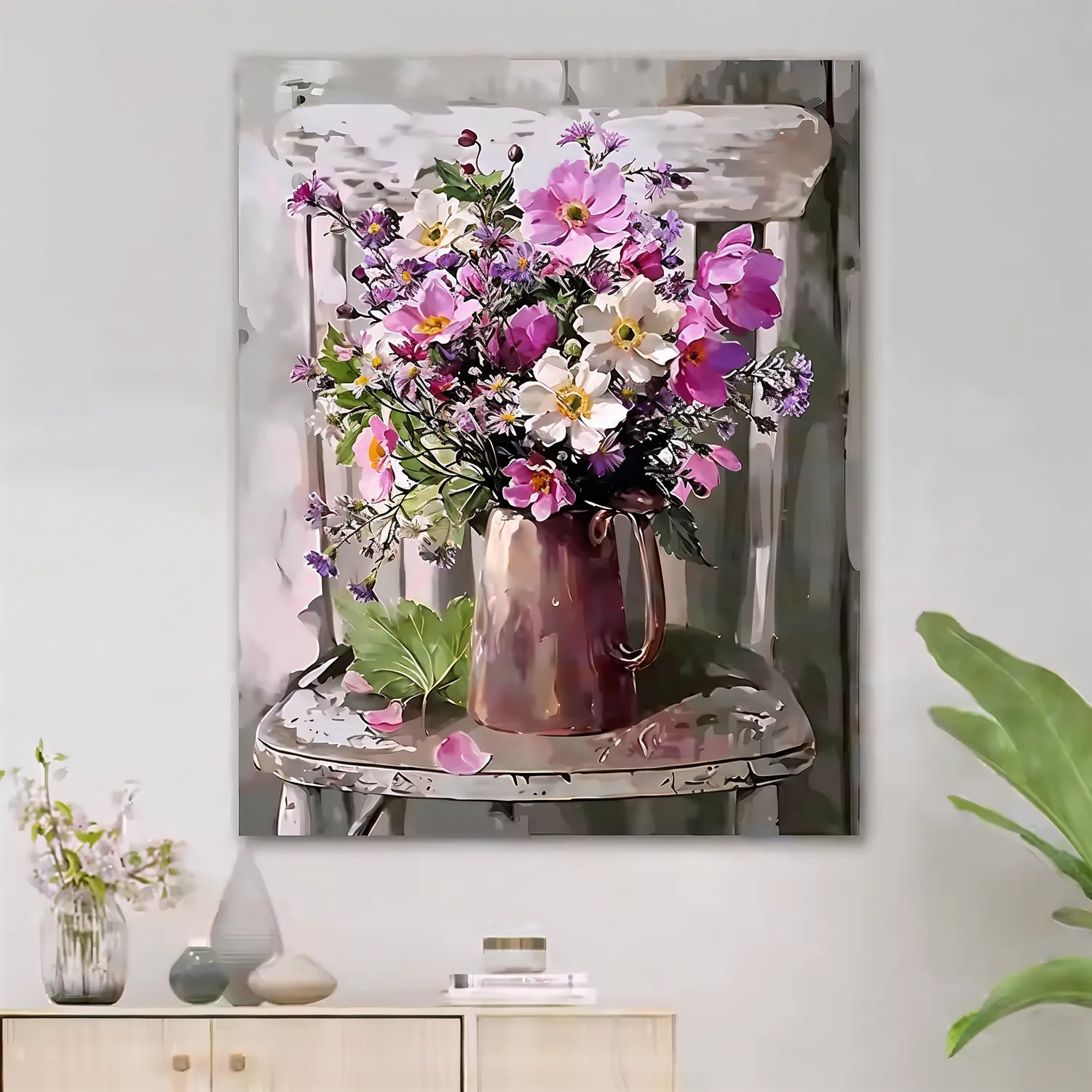 craftsy.dk Blomster på Stolen mal efter tal 40x50 cm