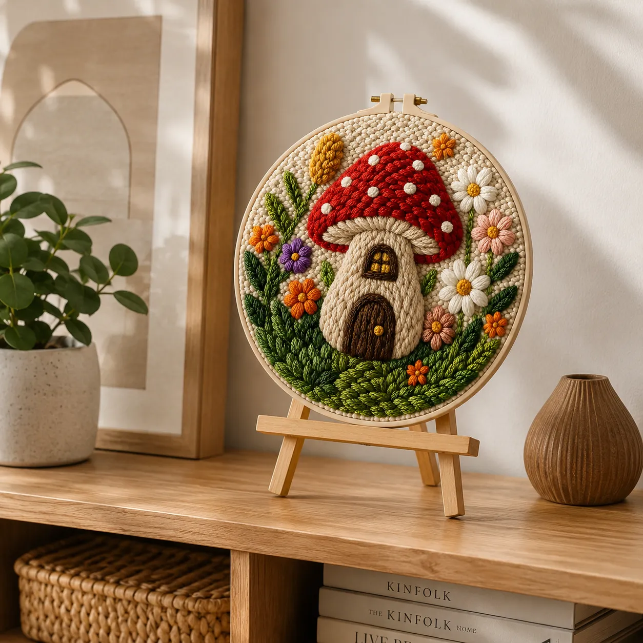 craftsy.dk Svampehus punch needle sæt 20 cm eventyrmotiv