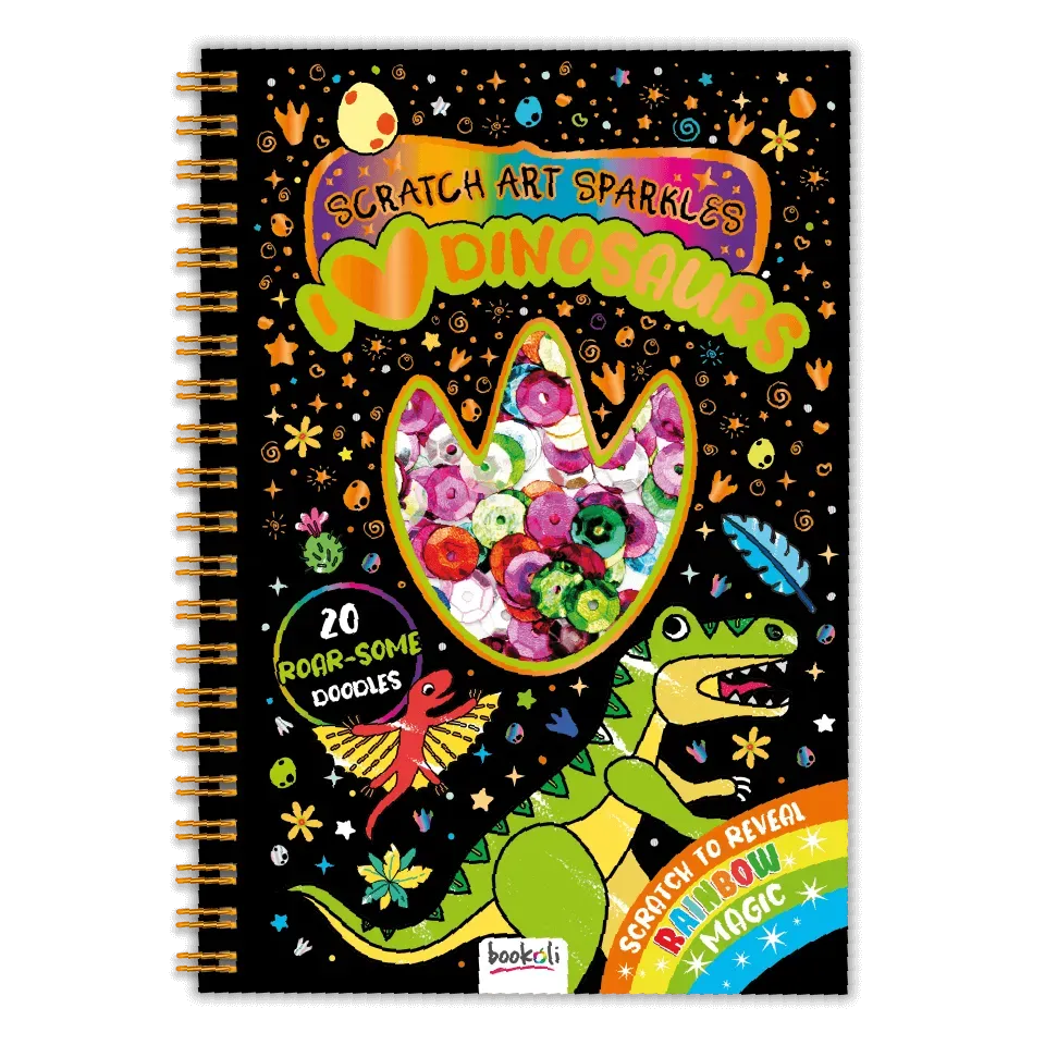 Decoden Magic Sparkles I Love Dinosaurs skrabebog glimmer