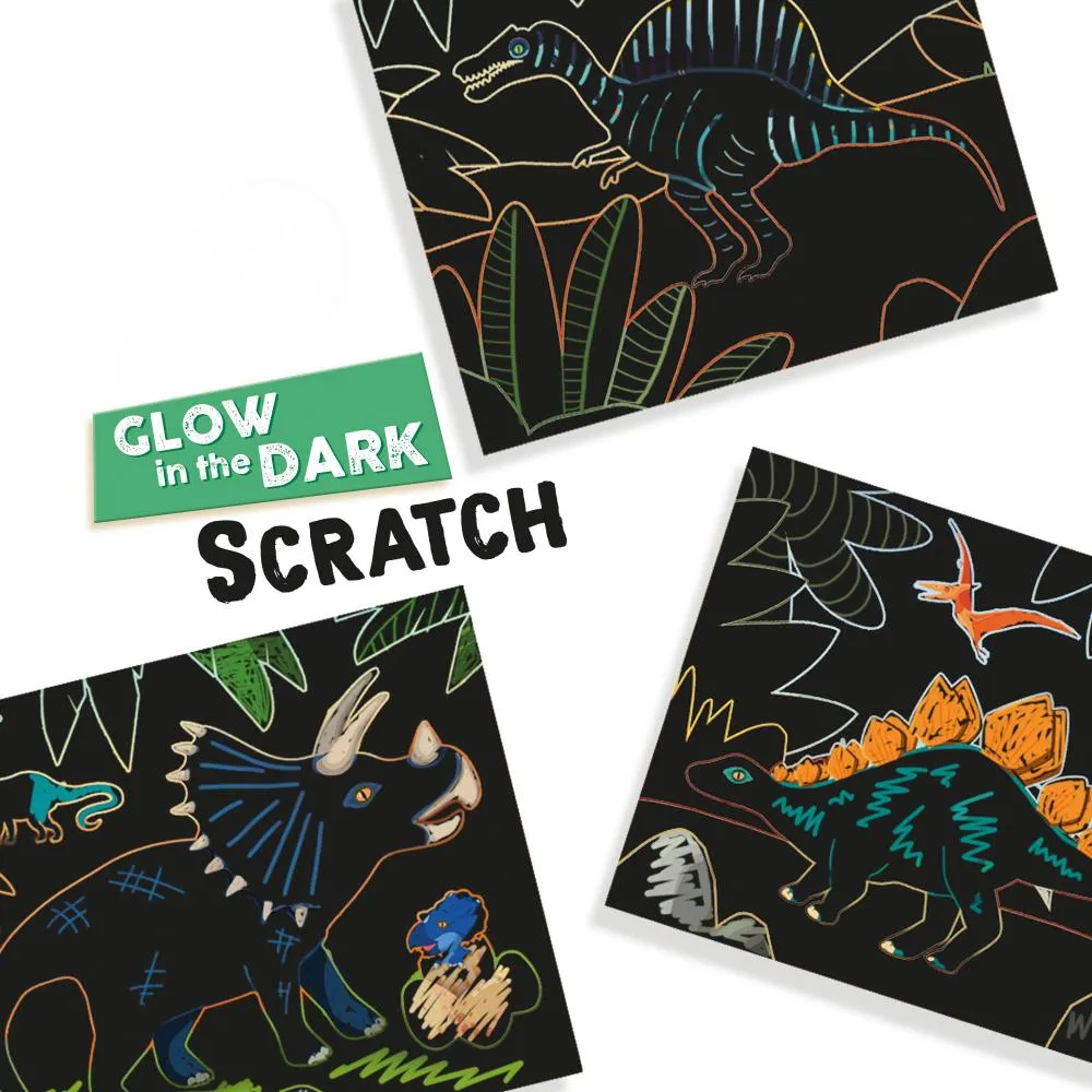 SES Creative skrabekort glow in the dark dinos 6 stk