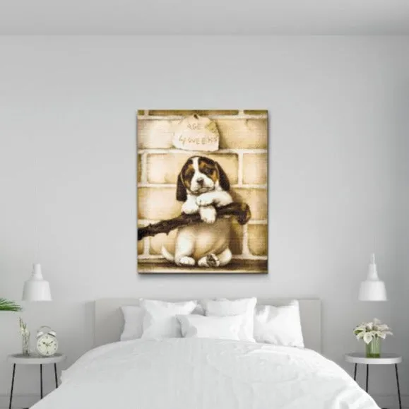 Road2Art 4 Uger Gammel Hvalp diamond painting 30x40 cm runde 5D