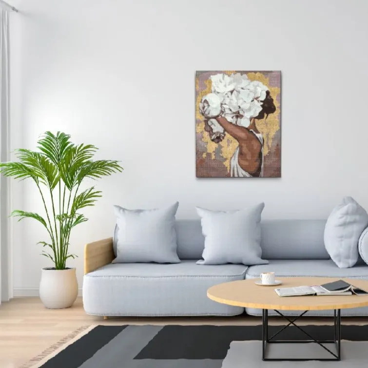 Road2Art Pigen med Bonderoser diamond paint 40x50 cm runde