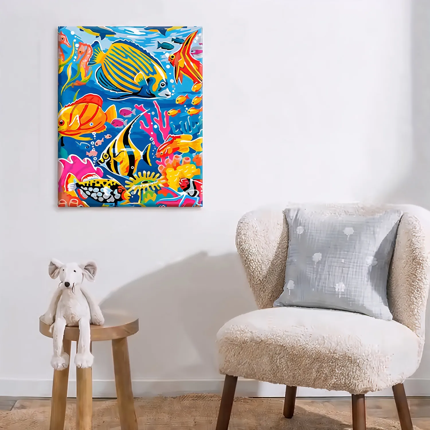 Craftsy Farverige Fisk mal efter tal 40x50 cm dyremotiv